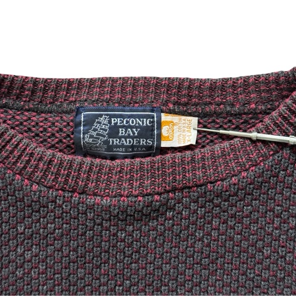 Vintage 90s Peconic Bay Traders Cotton Knit Sweater - Made in USA - Picture 2 of 3